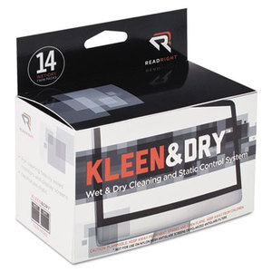 Kleen & Dry Screen Cleaner Wet Wipes, Cloth, 5 x 5, 14/Box by READ/RIGHT