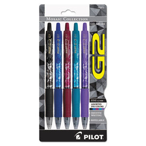 Pilot Corporation 31676 G2 Mosaic Collection Gel Ink Pen, Assorted Ink, 0.7 mm, 5/Pack by PILOT CORP. OF AMERICA