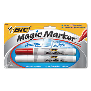 BIC MWTP21RW-AST Magic Marker Brand Window Markers, Bullet, Red/White, 2/Pack by BIC CORP.