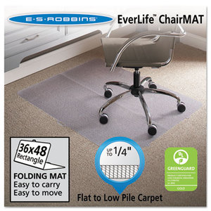 E.S. ROBBINS 120082 Foldable 36x48 Rectangle Chair Mat, Task Series for Carpet up to 1/4" by E.S. ROBBINS