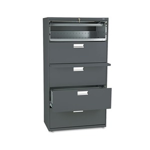 600 Series Five-Drawer Lateral File, 36w x 19-1/4d, Charcoal by HON COMPANY
