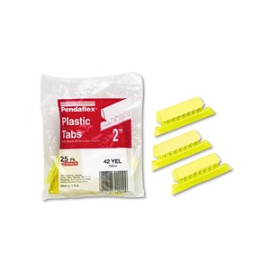 Cardinal Brands, Inc 42-YEL Hanging File Folder Tabs, 1/5 Tab, Two Inch, Yellow Tab/White Insert, 25/Pack by ESSELTE PENDAFLEX CORP.