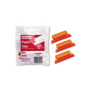 Cardinal Brands, Inc 42-ORA Hanging File Folder Tabs, 1/5 Tab, Two Inch, Orange Tab/White Insert, 25/Pack by ESSELTE PENDAFLEX CORP.