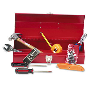 16-Piece Light-Duty Office Tool Kit, Metal Box, Red by GREAT NECK SAW MFG.