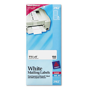 Avery 2162 Mini Sheets Address Labels, 1 1/3 x 4, White, 150/Pack by AVERY-DENNISON