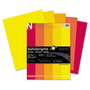 Astrobrights Colored Paper, 24lb, 8-1/2 x 11, Warm Assortment, 500 Sheets/Ream by NEENAH PAPER