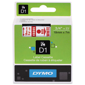 DYMO 45805 D1 Standard Tape Cartridge for Dymo Label Makers, 3/4in x 23ft, Red on White by DYMO