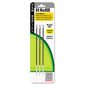 ZEBRA PEN CORPORATION 85913 H-Refills for Jimnie Clip Retractable Ballpoint, Medium, Black, 3/Pack by ZEBRA PEN CORP.