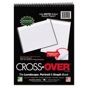 Crossover Notebook, 8-1/2 x 11-1/2, 80 Pgs, White Sheets, Assorted Cover Colors by ROARING SPRING PAPER PRODUCTS