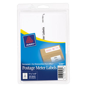 Avery 05289 Postage Meter Labels for Personal Post Office E700, 1 25/32 x 6, White, 60/Pack by AVERY-DENNISON