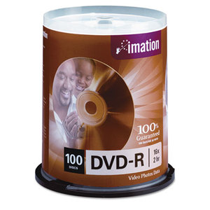 Imation Corp 18059 DVD-R Discs, 4.7GB, 16x, Spindle, Silver, 100/Pack by IMATION