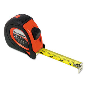 Sheffield ExtraMark Tape Measure, Red with Black Rubber Grip, 1" x 25 ft by GREAT NECK SAW MFG.