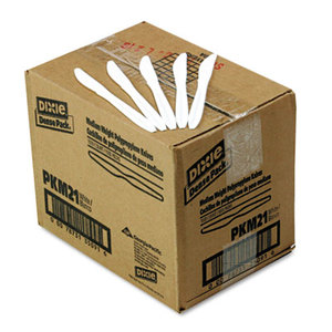 DIXIE FOOD SERVICE PKM21 Plastic Cutlery, Mediumweight Knives, White, 1000/Carton by DIXIE FOOD SERVICE