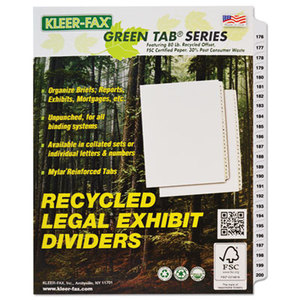 Kleer-Fax, Inc 91908 90000 Series Side Tab Legal Index Divider Set, Printed "176"-"200" by KLEER-FAX