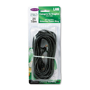 Belkin International, Inc A3L79125BLKS CAT5e Snagless Patch Cable, RJ45 Connectors, 25 ft., Black by BELKIN COMPONENTS