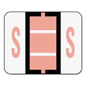 SMEAD MANUFACTURING COMPANY 67089 A-Z Color-Coded Bar-Style End Tab Labels, Letter S, Pink, 500/Roll by SMEAD MANUFACTURING CO.