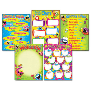 Learning Chart Combo Pack, Frog-tastic! Classroom Basics, 17w x 22, 5/Pack by TREND ENTERPRISES, INC.