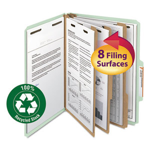 SMEAD MANUFACTURING COMPANY 14093 Pressboard Classification Folder, 3" Exp., 6 Dividers, Letter, Gray/Green, 10/BX by SMEAD MANUFACTURING CO.