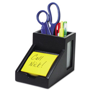 Victor Technology, LLC 9505-5 Midnight Black Collection Pencil Cup with Note Holder, 4 x 6 3/10 x 4 1/2, Wood by VICTOR SYSTEMS/KARDEX