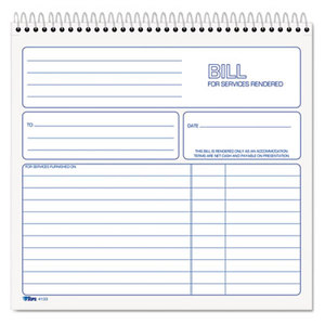 Spiralbound Service Invoices, 8 1/2 x 7-3/4, Two-Part Carbonless, 50 Sets/Book by TOPS BUSINESS FORMS