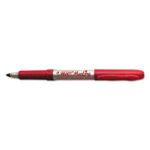 BIC GPM11 RED Marking Fine Tip Permanent Marker, Rambunctious Red, Dozen by BIC CORP.