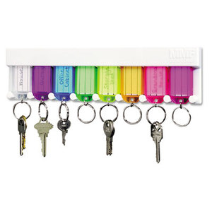 Multi-Color Key Rack, 8-Key, 2 3/4 x 1/2 x 10 1/2, Plastic, White by MMF INDUSTRIES
