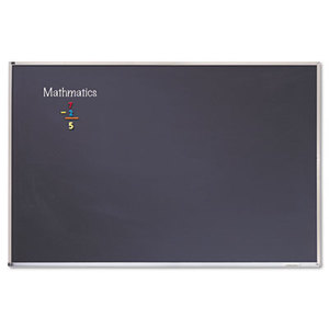 Porcelain Black Chalkboard w/Aluminum Frame, 48 x 36, Silver by QUARTET MFG.