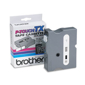 TX Tape Cartridge for PT-8000, PT-PC, PT-30/35, 1w, White on Black by BROTHER INTL. CORP.