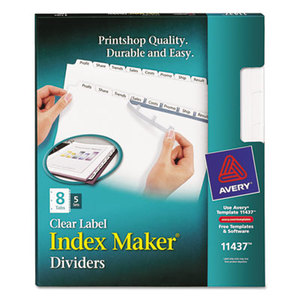 Print & Apply Clear Label Dividers w/White Tabs, 8-Tab, Letter, 5 Sets by AVERY-DENNISON