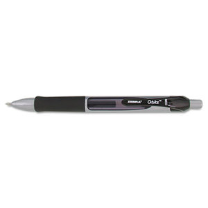 Orbitz Roller Ball Retractable Gel Pen, Black Ink, Medium, Dozen by ZEBRA PEN CORP.