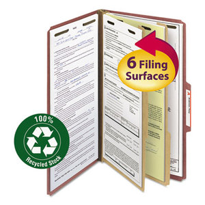 SMEAD MANUFACTURING COMPANY 19023 Pressboard Classification Folder, 2" Expansion, Two Dividers, Legal, Red, 10/Box by SMEAD MANUFACTURING CO.