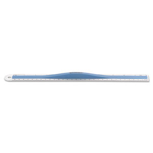 12" Aluminum Ruler with Finger Grip, Standard/Metric, Blue by ACME UNITED CORPORATION