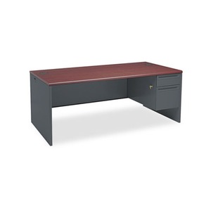 HON COMPANY 38293RNS 38000 Series Right Pedestal Desk, 72w x 36d x 29-1/2h, Mahogany/Charcoal by HON COMPANY