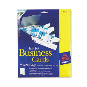 Avery 8373 Print-to-the-Edge Microperf Business Cards, Inkjet, 2x3 1/2, Wht, Gloss, 200/BX by AVERY-DENNISON