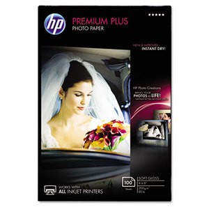 Premium Plus Photo Paper, 80 lbs., Soft-Gloss, 4 x 6, 100 Sheets/Pack by HEWLETT PACKARD COMPANY