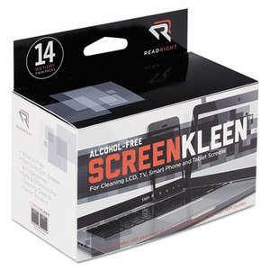 ScreenKleen Alcohol-Free Wipes, Cloth, 5 x 5, 14/Box by READ/RIGHT