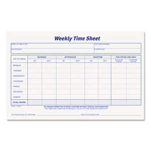 Weekly Time Sheets, 5 1/2 x 8 1/2, 100/Pad, 2/Pack by TOPS BUSINESS FORMS