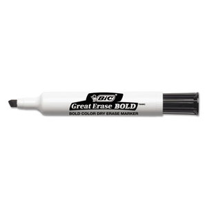 BIC DEC11-BK Great Erase Bold Tank-Style Dry Erase Marker, Chisel Tip, Black, Dozen by BIC CORP.