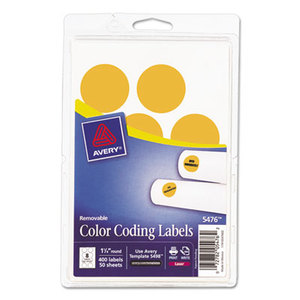Printable Removable Color-Coding Labels, 1 1/4" dia, Neon Orange, 400/Pack by AVERY-DENNISON
