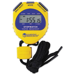 Big Digit Stopwatch, Waterproof, 1/100 Second, Alarm, Yellow by LEARNING RESOURCES