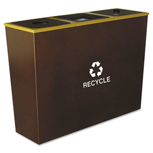 EXCELL METAL PRODUCTS CO RC-MTR-3 HCPR Metro Collection Recycling Receptacle, Triple Stream, Steel, 54gal, Brown by EXCELL METAL PRODUCTS CO