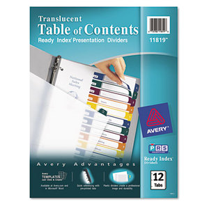 Avery 11819 Ready Index Customizable Table of Contents Plastic Dividers, 12-Tab, Letter by AVERY-DENNISON