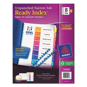 Avery 7278211153 Ready Index Customizable Table of Contents, Unpunched, 8-Tab, Ltr, 5 Sets by AVERY-DENNISON