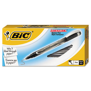 BIC FPIN11-BK Intensity Permanent Pen, .5mm, Fine, Black, Dozen by BIC CORP.