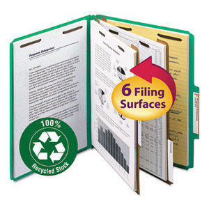 SMEAD MANUFACTURING COMPANY 14063 Pressboard Classification Folder, 2" Exp., Two Dividers, Letter, Green, 10/Box by SMEAD MANUFACTURING CO.