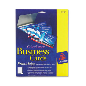 Avery 5881 Print-to-the-Edge Microperf Business Cards, Color Laser, 2 x 3 1/2, Wht, 160/Pk by AVERY-DENNISON