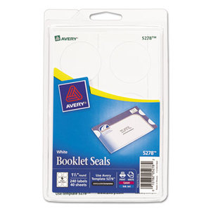 Avery 5278 Booklet Seals, 1 1/2 dia, White, 240/Pack by AVERY-DENNISON