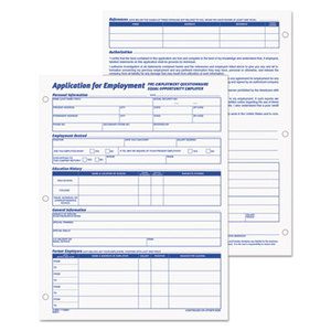 Tops Products 32851 Employee Application Form, 8 3/8 x 11, 50/Pad, 2/Pack by TOPS BUSINESS FORMS