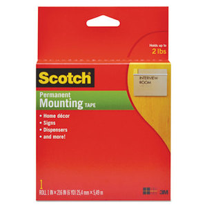 Foam Mounting Double-Sided Tape, 1" Wide x 216" Long by 3M/COMMERCIAL TAPE DIV.