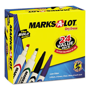 Avery 29870 Desk Style Dry Erase Markers, Chisel/Bullet Tip, Assorted, 24/Pack by AVERY-DENNISON